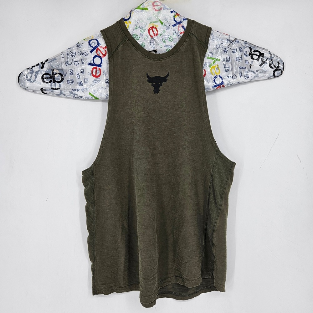 Project Rock Tank Top Mens Small Gym Training Olive Green Charged
